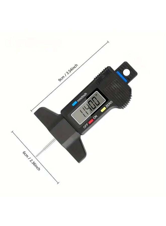 Silvery Digital Tyre Tread Depth Gauge with LCD Display Heavy Duty Tire Measuring Tool for Motorcycles SUVs Trucks Winter Tyre Inspection Durable Compact Design Rugged Build - Image 2