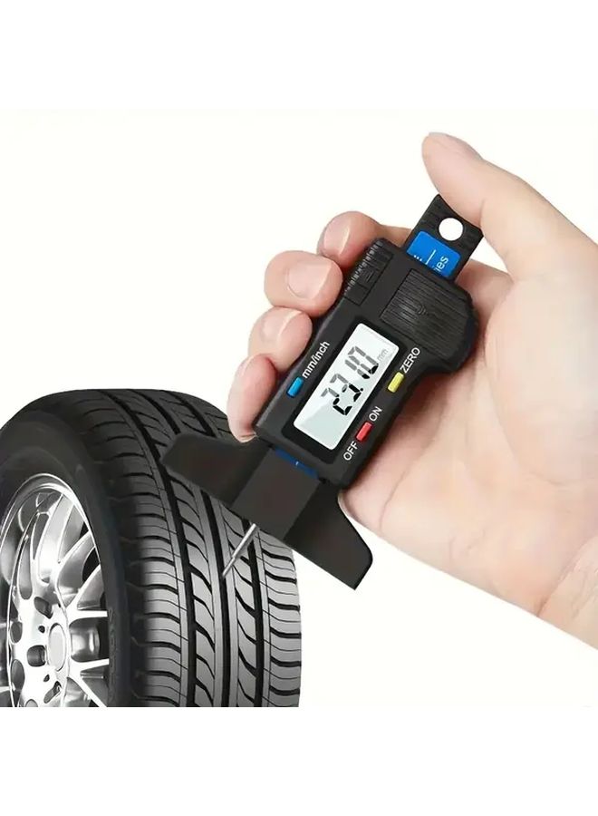 Silvery Digital Tyre Tread Depth Gauge with LCD Display Heavy Duty Tire Measuring Tool for Motorcycles SUVs Trucks Winter Tyre Inspection Durable Compact Design Rugged Build - Image 3
