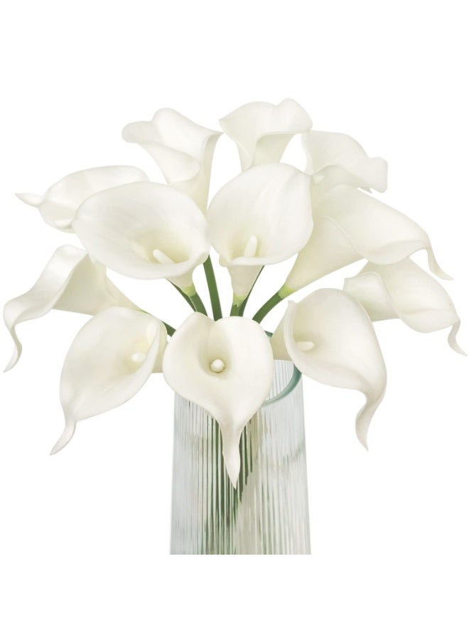 لياكم باقة زهور زنبق الكالا البيضاء الاصطناعية، 10 قطع، مثالية لحفلات الزفاف، وحفلات توديع العزوبية، وهدايا الزفاف، وتزيين المنزل. - Image 1