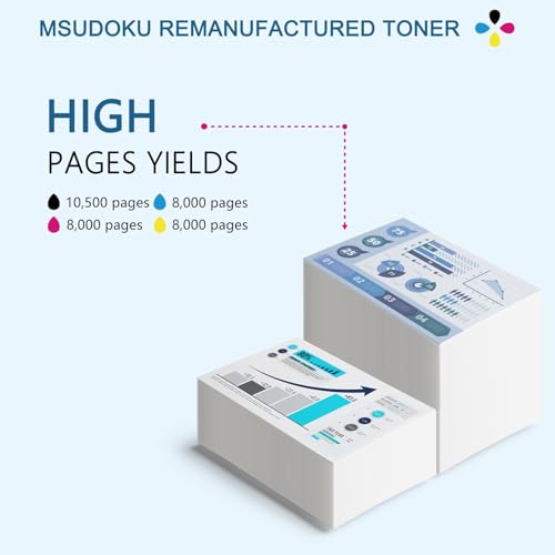 Msudoku VersaLink C400/C405 Extra High Yield Toner Cartridge 4-Pack 106R03524 106R03525 106R03526 106R03527 Replacement for Xerox VersaLink C400 C405 C400D C405N C400DN C405DN (Black, Cyan, Magenta, Yellow) - Image 3