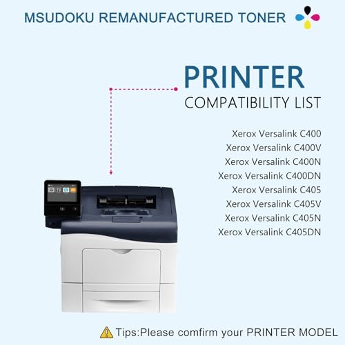 Msudoku VersaLink C400/C405 Extra High Yield Toner Cartridge 4-Pack 106R03524 106R03525 106R03526 106R03527 Replacement for Xerox VersaLink C400 C405 C400D C405N C400DN C405DN (Black, Cyan, Magenta, Yellow) - Image 4