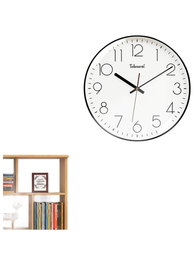 Telesonic Wall Clock Living Room Bedroom Quartz Clock Modern Simple Creative Clock No Punching Fashion Clock Round Hanging Clock 25Cm - Image 3