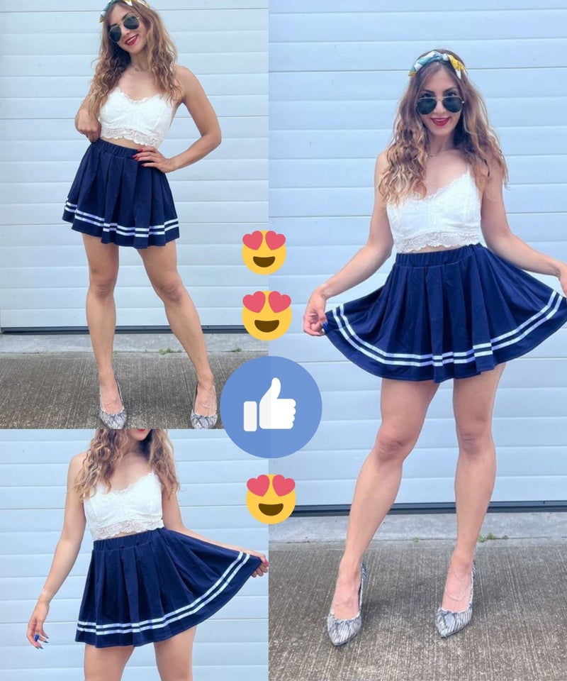 Avidlove Womens Pleated Skirt High Waisted School Girl Skirts Navy Blue Pleated Skirt(Navy Blue；L) - Image 5