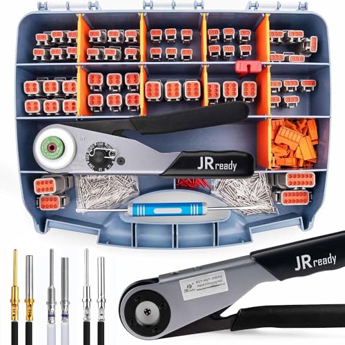 JRready ST6360 Deutsch DTM Connector Crimp Tool Kit,Deutsch Crimp Tool and 2 3 4 6 8 12 Pin Connectors With Solid Contact,Size 20 Solid Terminal 20-22AWG For Automotive Electrical Plug Connectors - Image 1