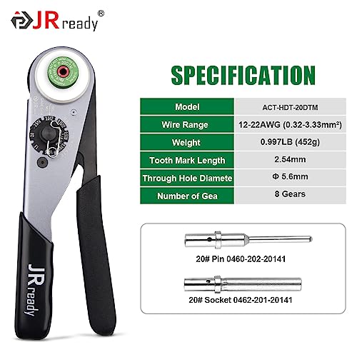 JRready ST6360 Deutsch DTM Connector Crimp Tool Kit,Deutsch Crimp Tool and 2 3 4 6 8 12 Pin Connectors With Solid Contact,Size 20 Solid Terminal 20-22AWG For Automotive Electrical Plug Connectors - Image 3