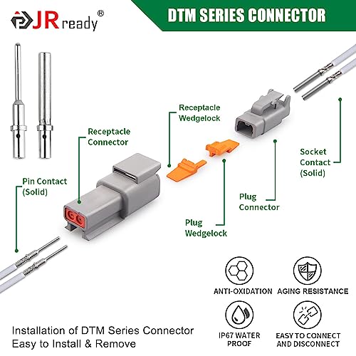 JRready ST6360 Deutsch DTM Connector Crimp Tool Kit,Deutsch Crimp Tool and 2 3 4 6 8 12 Pin Connectors With Solid Contact,Size 20 Solid Terminal 20-22AWG For Automotive Electrical Plug Connectors - Image 5