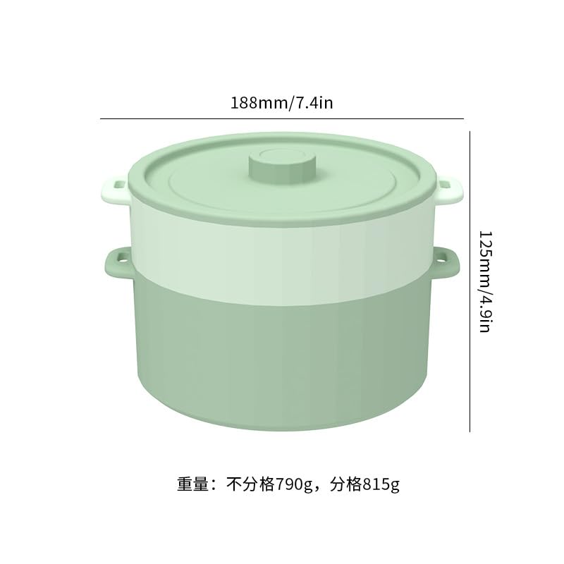 CHOUYUHE 2-Tier Silicone Microwave Steamer, Divided Compartments with Lid, Stackable Food Container, Sage Green - Image 3