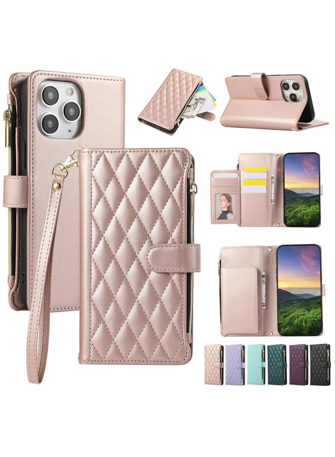 اس-توب جراب هاتف iPhone 11 Pro مع محفظة جلدية بسحاب معيني الشكل - Image 1