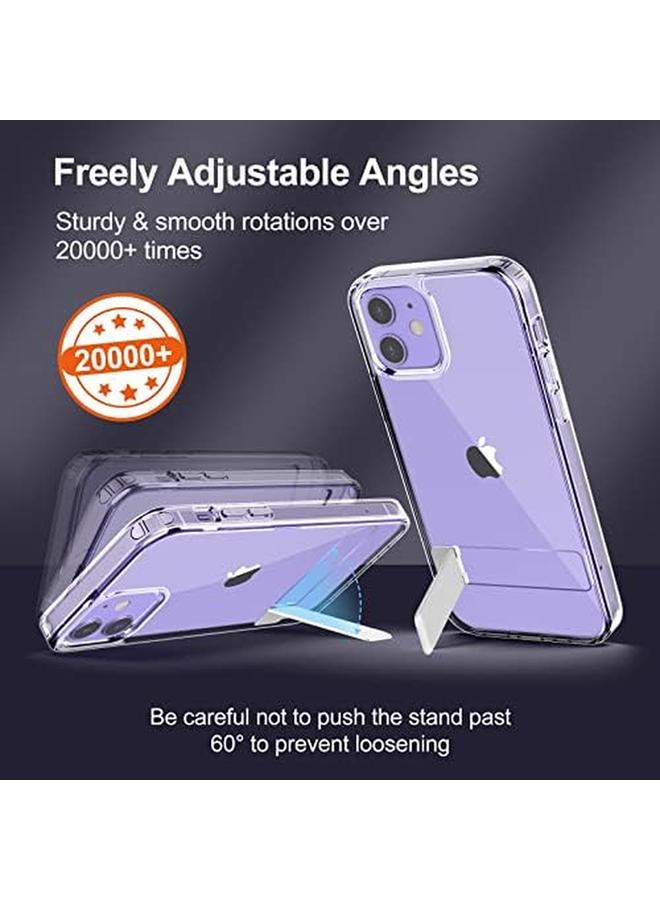 جي تيك حافظة لهاتف آيفون 12 12 برو مقاس 6.1 بوصة مع حامل يدعم الشحن اللاسلكي، غطاء نحيف مقاوم للصدمات، حامل معدني ثلاثي الاتجاهات شفاف - Image 5