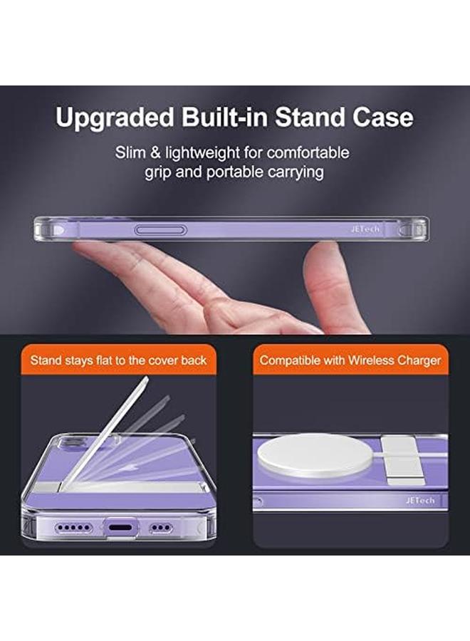 جي تيك حافظة لهاتف آيفون 12 12 برو مقاس 6.1 بوصة مع حامل يدعم الشحن اللاسلكي، غطاء نحيف مقاوم للصدمات، حامل معدني ثلاثي الاتجاهات شفاف - Image 3