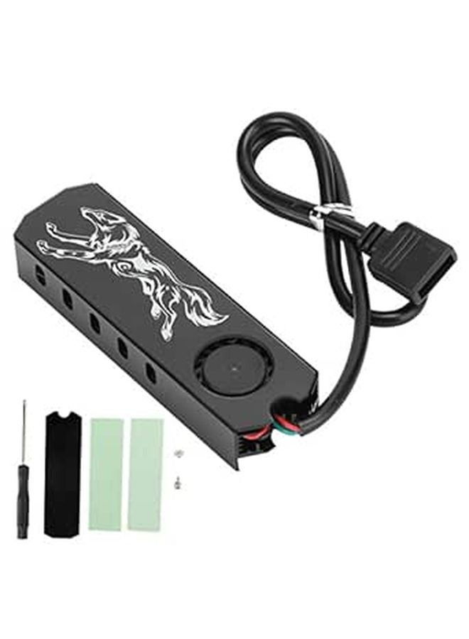 مشتت حرارة مع مروحة RGB لـ SSD من نوع M2 2280 مصنوع من سبائك الألومنيوم لجهاز الكمبيوتر المكتبي، يوفر تبريدًا فعالًا بزاوية 15-35 درجة. - Image 1