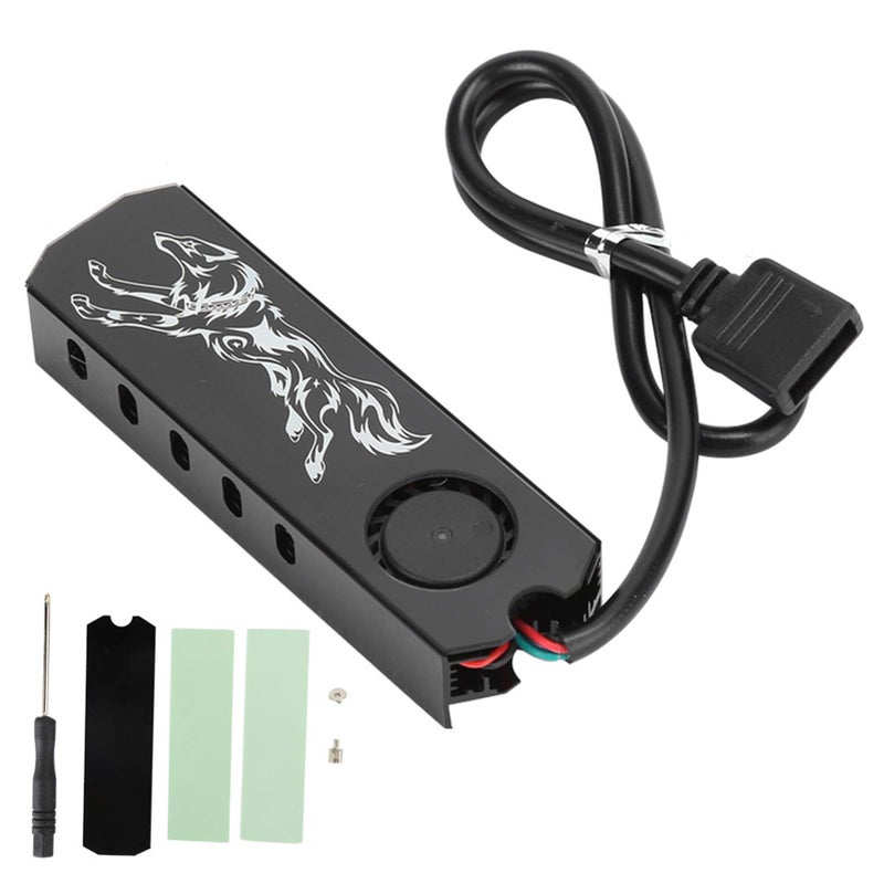 مشتت حرارة مع مروحة RGB لـ SSD من نوع M2 2280 مصنوع من سبائك الألومنيوم لجهاز الكمبيوتر المكتبي، يوفر تبريدًا فعالًا بزاوية 15-35 درجة. - Image 2