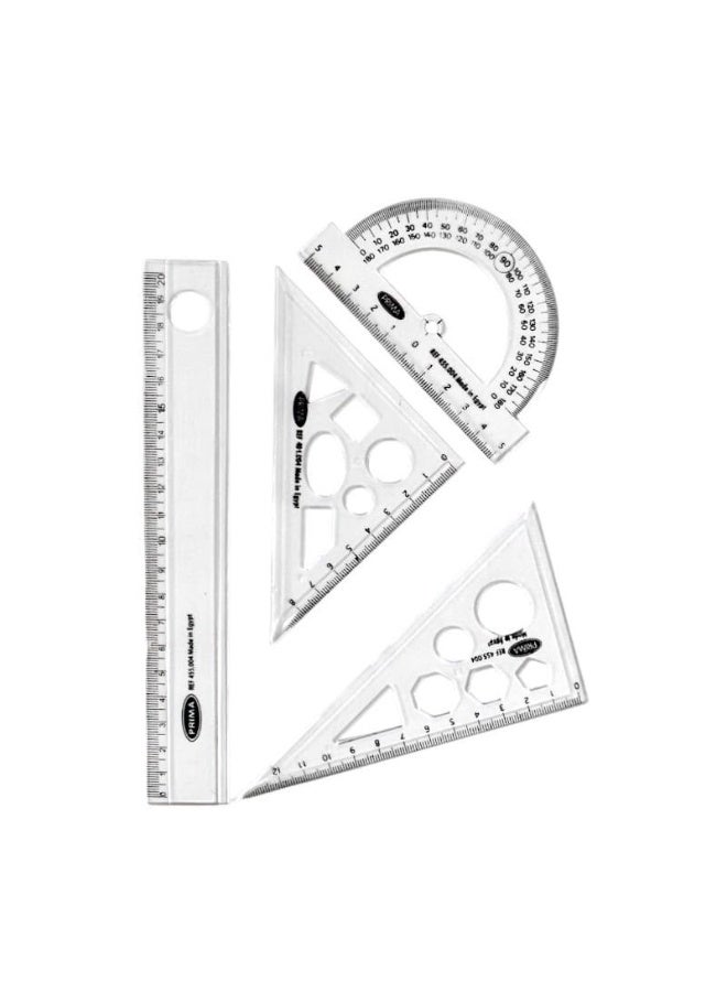 High-quality mini Prima transparent engineering drawing tool set - 4 pieces