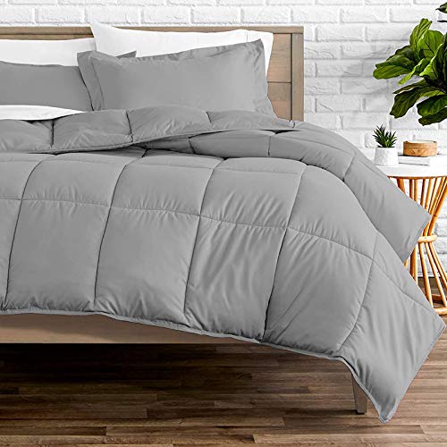 Homespun Soft Microfibre Comforter Blanket Lightweight Reversible Quilt Duvet All Weather, Double Bed, Light Grey Color - Image 1