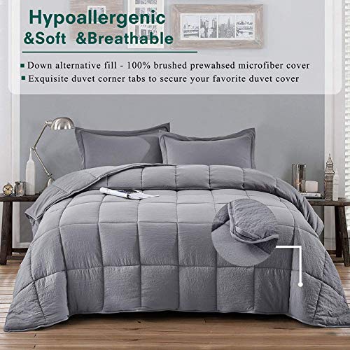Homespun Soft Microfibre Comforter Blanket Lightweight Reversible Quilt Duvet All Weather, Double Bed, Light Grey Color - Image 4