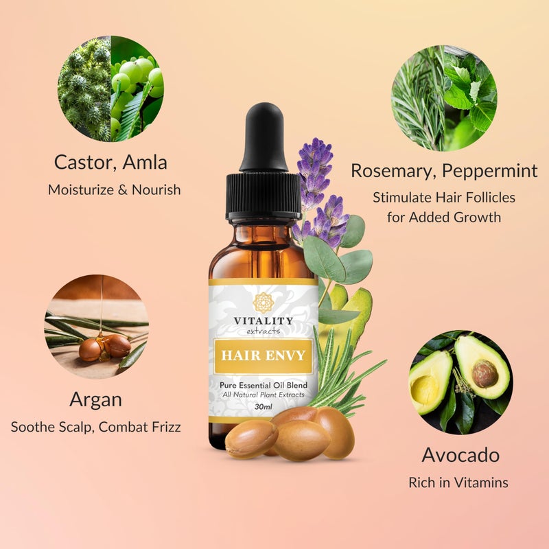 Vitality مستخلصات الحيوية - سيروم نمو الشعر الطبيعي - 100% زيوت أساسية نقية، 15 مستخلص نباتي، بدون مواد صناعية، بدون بارابين - تقوية الشعر، تقليل التكسر، تحفيز الجريبات - Image 4