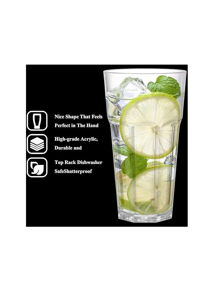 Spaceshoop Clear Plastic Tumblers Acrylic Stackable Drinking Glasses Portable Cups for Adults Kids, 380 ml Plastic Acrylic Drink Tumblers (1pc) - Image 3