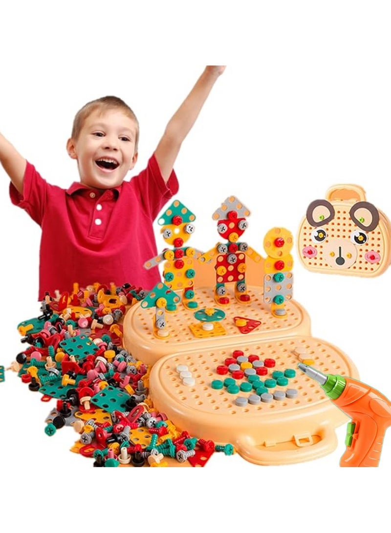 Magic Montessori Screw and Drill Puzzle Toy Set, 204 Pcs Kids Drill Set Stem Learning Toys for 3-12 Year Old Boys Girls,Construction Engineering Building Block Games with Toy Screw Driver Tool Set (Yellow Puppy) - Image 1