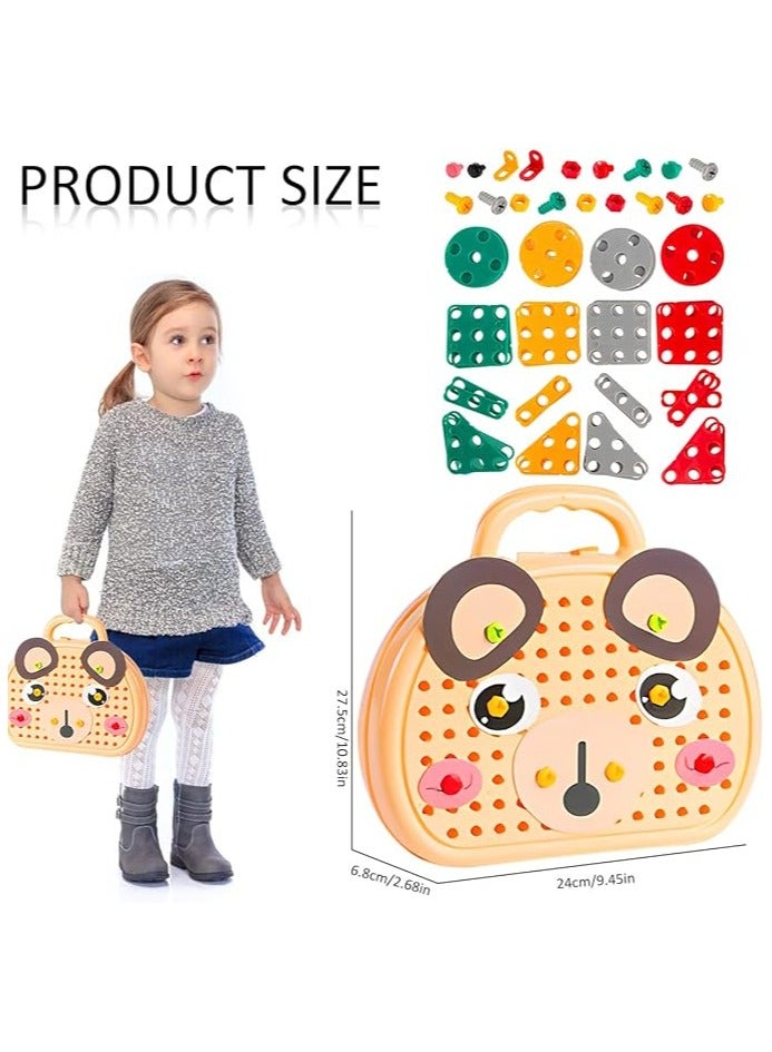 Magic Montessori Screw and Drill Puzzle Toy Set, 204 Pcs Kids Drill Set Stem Learning Toys for 3-12 Year Old Boys Girls,Construction Engineering Building Block Games with Toy Screw Driver Tool Set (Yellow Puppy) - Image 3