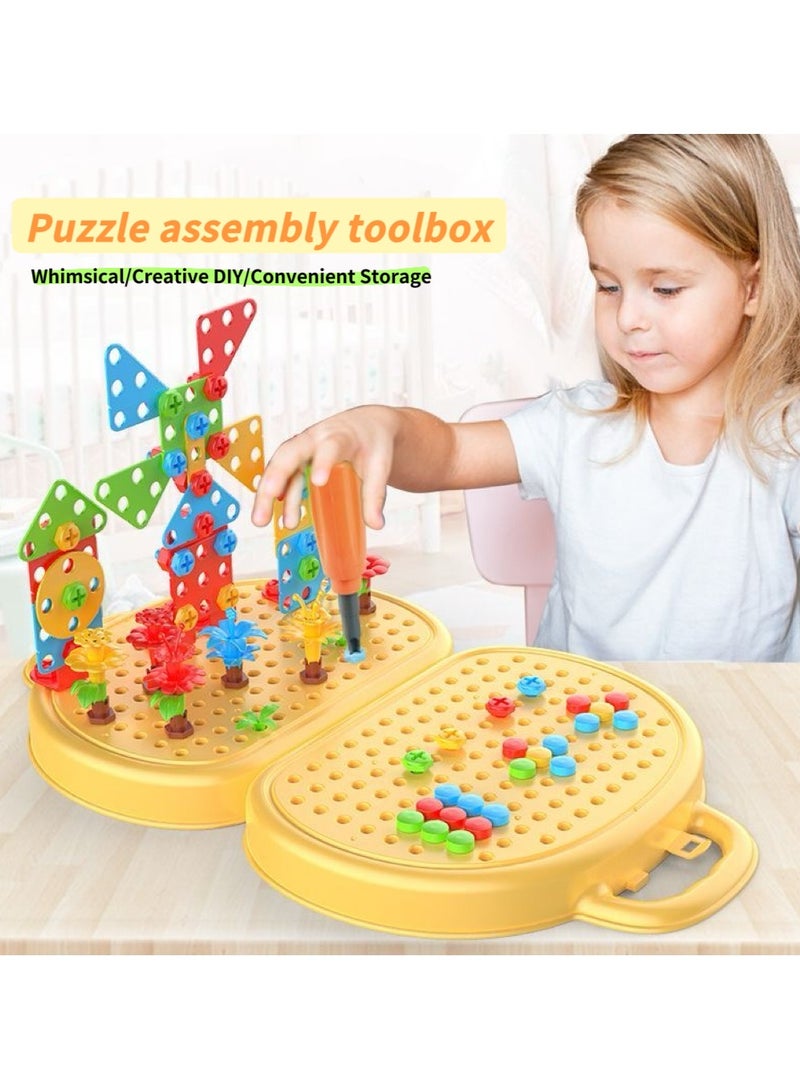 Magic Montessori Screw and Drill Puzzle Toy Set, 204 Pcs Kids Drill Set Stem Learning Toys for 3-12 Year Old Boys Girls,Construction Engineering Building Block Games with Toy Screw Driver Tool Set (Yellow Puppy) - Image 4