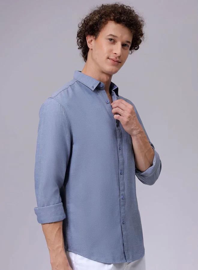 The Indian Garage Co Men Slim Fit Solid Full Sleeves Cutaway Collar Casual Shirt