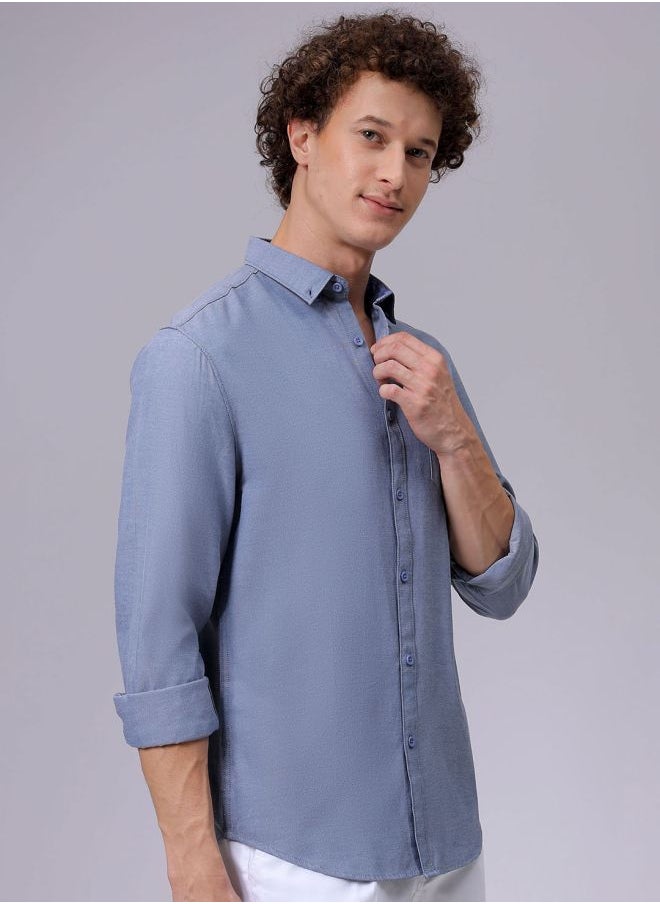 The Indian Garage Co Men Slim Fit Solid Full Sleeves Cutaway Collar Casual Shirt  - Image 4