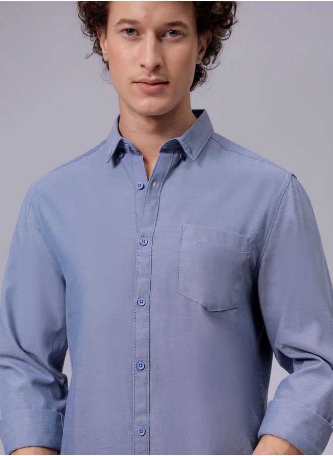 The Indian Garage Co Men Slim Fit Solid Full Sleeves Cutaway Collar Casual Shirt  - Image 1