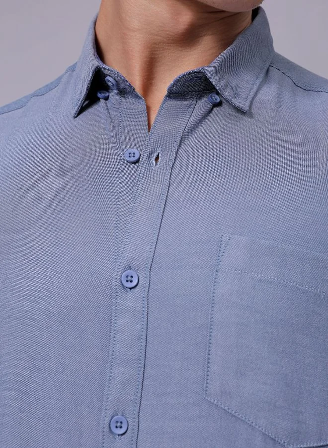 The Indian Garage Co Men Slim Fit Solid Full Sleeves Cutaway Collar Casual Shirt