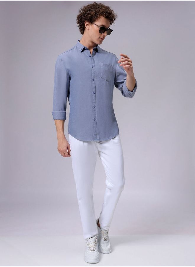 The Indian Garage Co - Men Slim Fit Solid Full Sleeves Cutaway Collar Casual Shirt - Image 1
