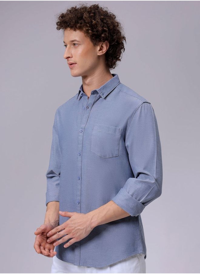 The Indian Garage Co Men Slim Fit Solid Full Sleeves Cutaway Collar Casual Shirt  - Image 3