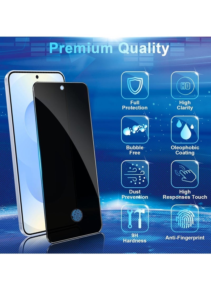 Raxoom Galaxy S25 Privacy Screen Protector, 2 Pack Privacy Tempered Film with 2 Pack Camera Lens Tempered Glass, High Clarity, Anti-Spy Protection for Samsung S25 5G Screen Protector - Image 2