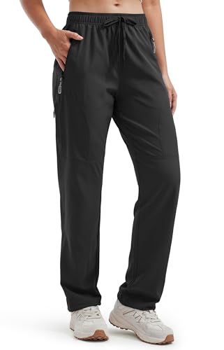 Libin Womens Hiking Pants Lightweight Quick Dry Cargo Pants Casual Safari Work Travel Outdoor Clothes Regular 29 Black XL - Image 1