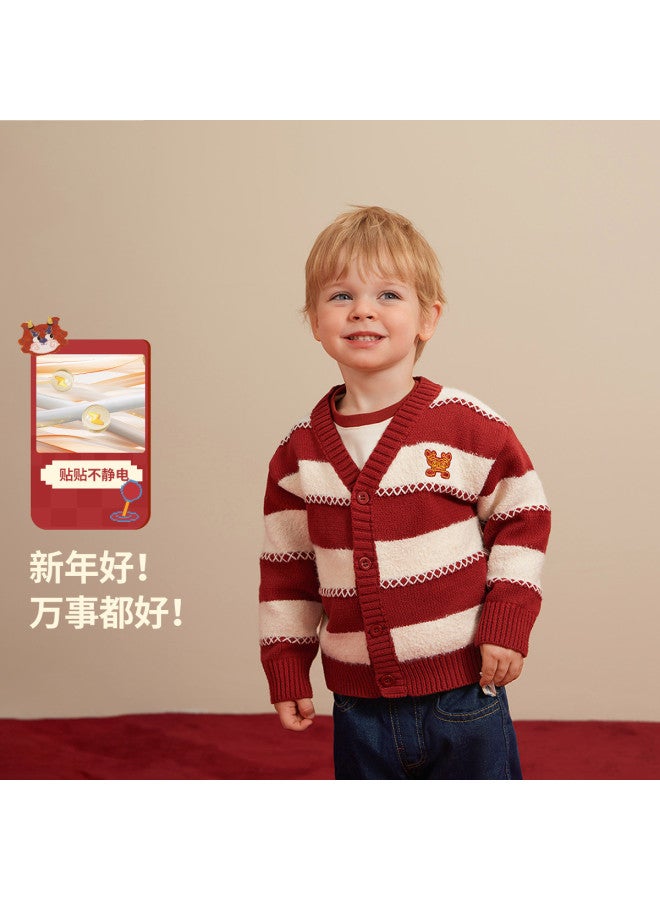Boys' Casual Cardigan Sweater Chinese New Year Outfit Winter Warm Baby Top For Children Girls - Image 2