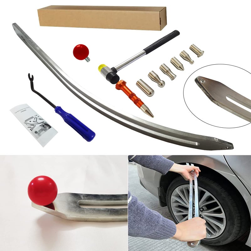 CYGOODS Car Auto Car Dent Removal Fender Damage Repair Puller Lifter Big Curved Rod Crowbar Tools Hook Rods Kit - Image 1