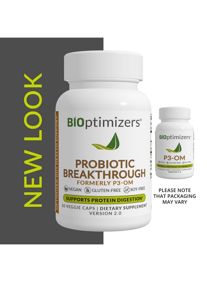 بيو أوبتيمايزيرز BIOptimizers Probiotic Breakthrough، مكمل غذائي من البروبيوتيك والبريبيوتيك المُحلل للبروتين - Lactobacillus Plantarum OM لدعم المناعة والانتفاخ وتخفيف مشاكل الأمعاء، 60 كبسولة نباتية - Image 3