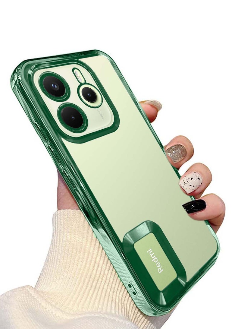 Wtech Xiaomi Redmi Note 14 5G 2024 PU Luxury Plating Raised Lips Camera Hole Case Cover - Dark Green - Image 2