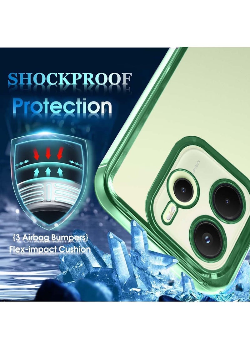 Wtech Xiaomi Redmi Note 14 5G 2024 PU Luxury Plating Raised Lips Camera Hole Case Cover - Dark Green - Image 3