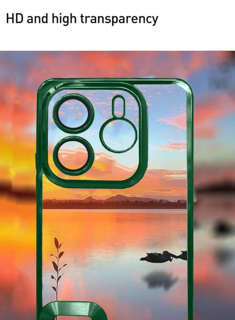 Wtech Xiaomi Redmi Note 14 5G 2024 PU Luxury Plating Raised Lips Camera Hole Case Cover - Dark Green - Image 5