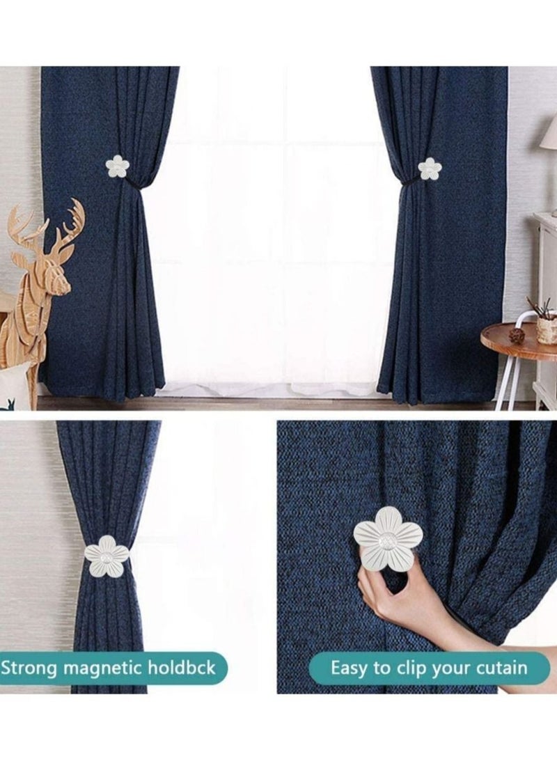 Captaintech Magnetic Curtain Tiebacks Resin Flower Window Backs Holders The Most Convenient Drape for Home Cafe Balcony Silver Simple and Elegant Office Decor - Image 4