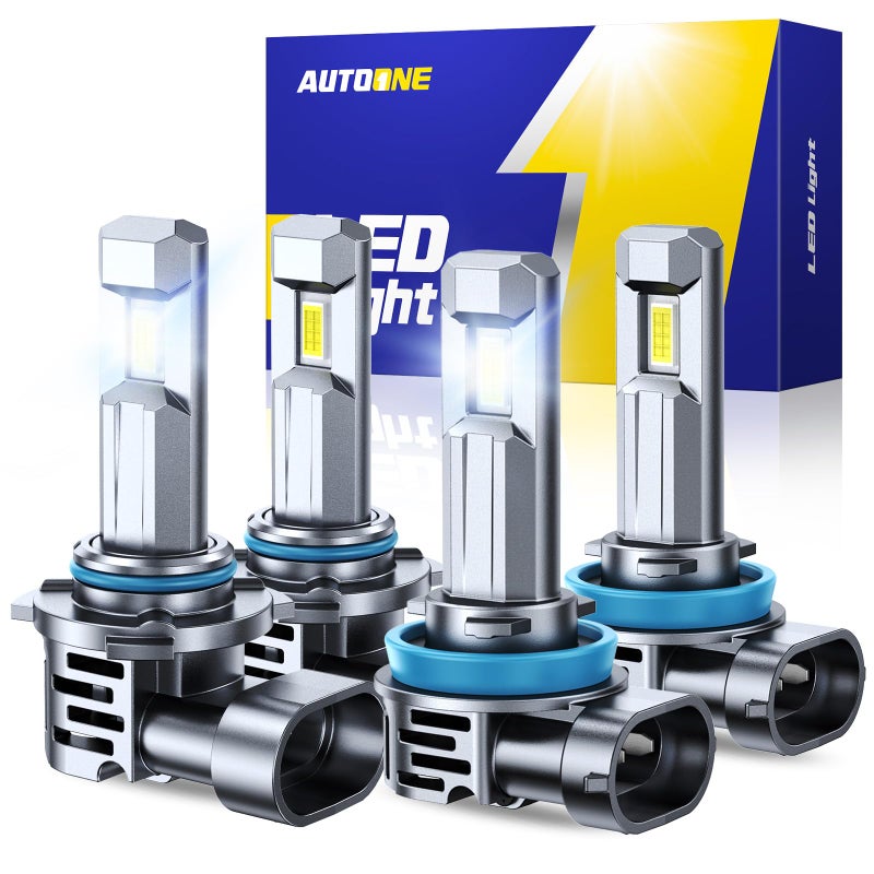 AUTOONE H11 9005 LED Bulb Direct Fit 11 Mini Size 70000LM H8H9 HB3 Combo Fog Lights with Cooling Fan IP68 Pack of 4 - Image 2