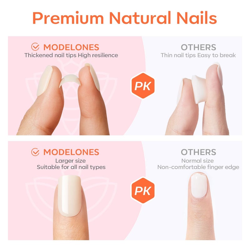 Modelones Dark Red Press on Nails Almond, Short Almond Fake Nails, Reusable Nail Kit with Nail Glue Adhesive Tabs Mini Nail File, Nails Press Ons 32Pcs16 Sizes, Women Girl Gift - Image 5