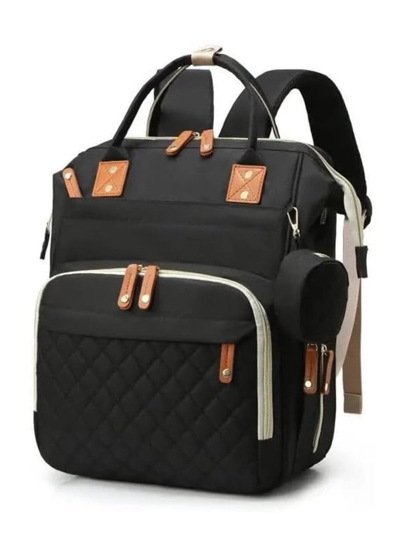 VIO - Large Multifunctional Backpack Diaper Changing Pad Foldable Baby Travel Bassinet Soft Stroller Straps Black Backpack Baby Essentials Backpack Diaper Bag Backpack Baby Travel Gear Convertible Baby - Image 1