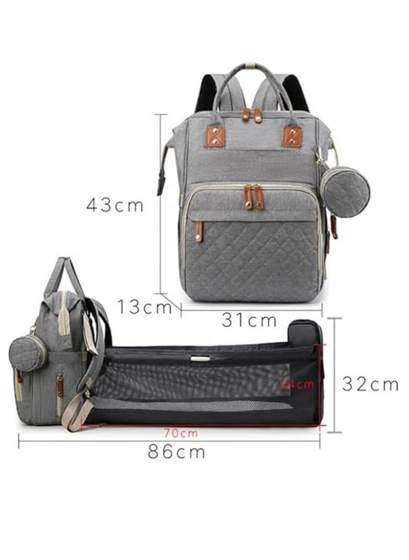 VIO - Large Multifunctional Backpack Diaper Changing Pad Foldable Baby Travel Bassinet Soft Stroller Straps Black Backpack Baby Essentials Backpack Diaper Bag Backpack Baby Travel Gear Convertible Baby - Image 1