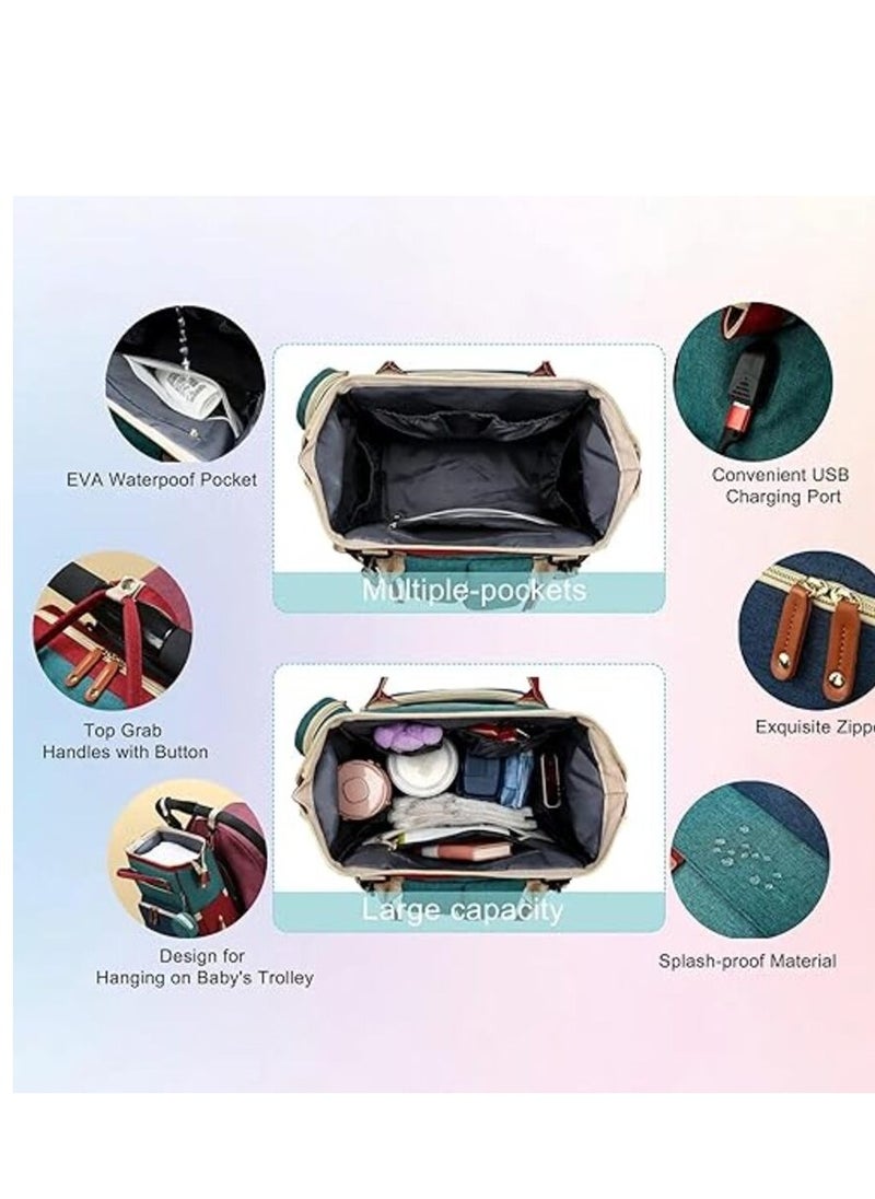VIO - Large Multifunctional Backpack Diaper Changing Pad Foldable Baby Travel Bassinet Soft Stroller Straps Black Backpack Baby Essentials Backpack Diaper Bag Backpack Baby Travel Gear Convertible Baby - Image 1