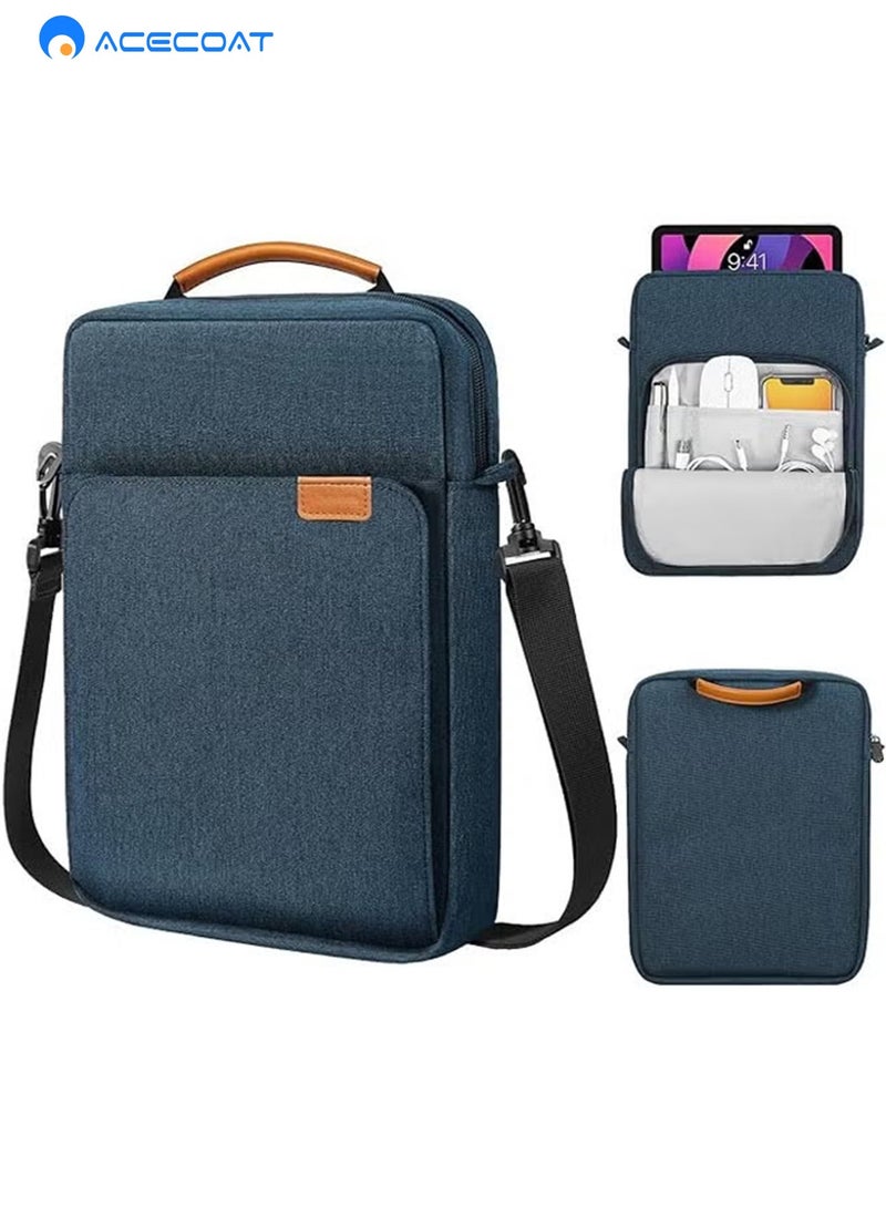 ACECOAT 9-11 Inch Tablet Sleeve Bag, Fits for iPad air 5 10.9" 2022, iPad Pro 11 M2 2022-2018, iPad 10th 10.9, Air 4 10.9, Tab S8 2022, Handle Carrying Case with Shoulder Strap, Dark Blue - Image 1