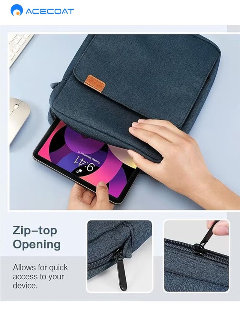 ACECOAT 9-11 Inch Tablet Sleeve Bag, Fits for iPad air 5 10.9" 2022, iPad Pro 11 M2 2022-2018, iPad 10th 10.9, Air 4 10.9, Tab S8 2022, Handle Carrying Case with Shoulder Strap, Dark Blue - Image 3