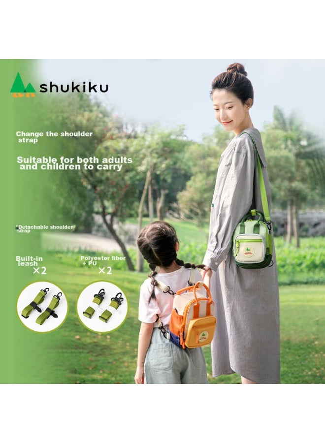 Shukiku حقيبة صغيرة متعددة الوظائف، حقيبة ظهر للأطفال، حقيبة كتف مقاومة للماء، حقيبة صدر، حقيبة صغيرة محمولة باليد، كلاسيكية باللون البرتقالي المحمر - Image 3