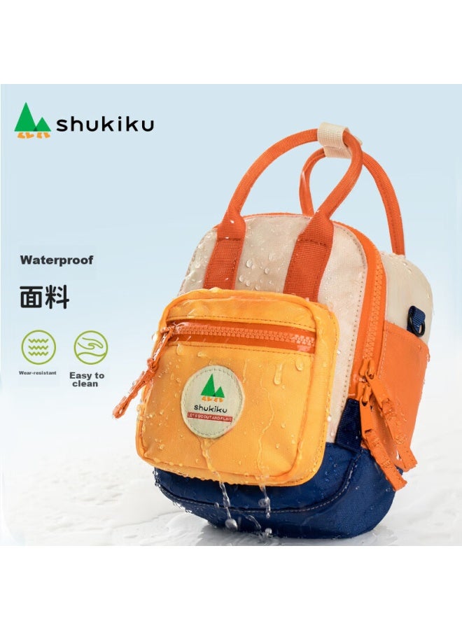 Shukiku حقيبة صغيرة متعددة الوظائف، حقيبة ظهر للأطفال، حقيبة كتف مقاومة للماء، حقيبة صدر، حقيبة صغيرة محمولة باليد، كلاسيكية باللون البرتقالي المحمر - Image 4
