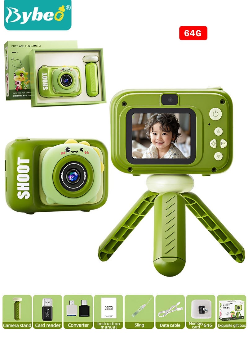 Bybeo 4-In-1 Kid Cameras with Stand, Children Digital Cameras, 1080P HD Video Selfie Camera, Toddler Cameras Toy with 64G SD Card, Best Birthday Gifts Toys - Image 1