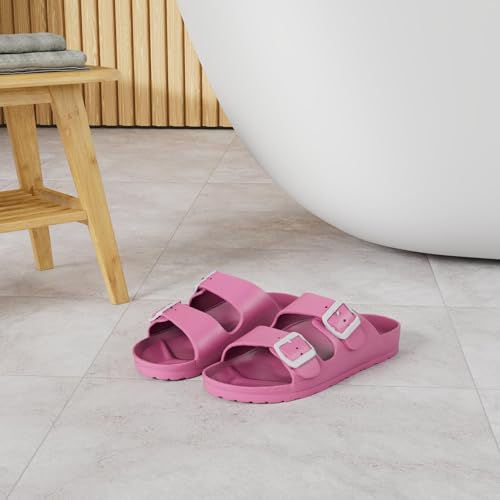 FUNKYMONKEY صنادل فلات مريحة للنساء من فنكي مونكي، مزودة بحزامين قابلين للتعديل من EVA (10 M US، فلو فوكسي)  - Image 2